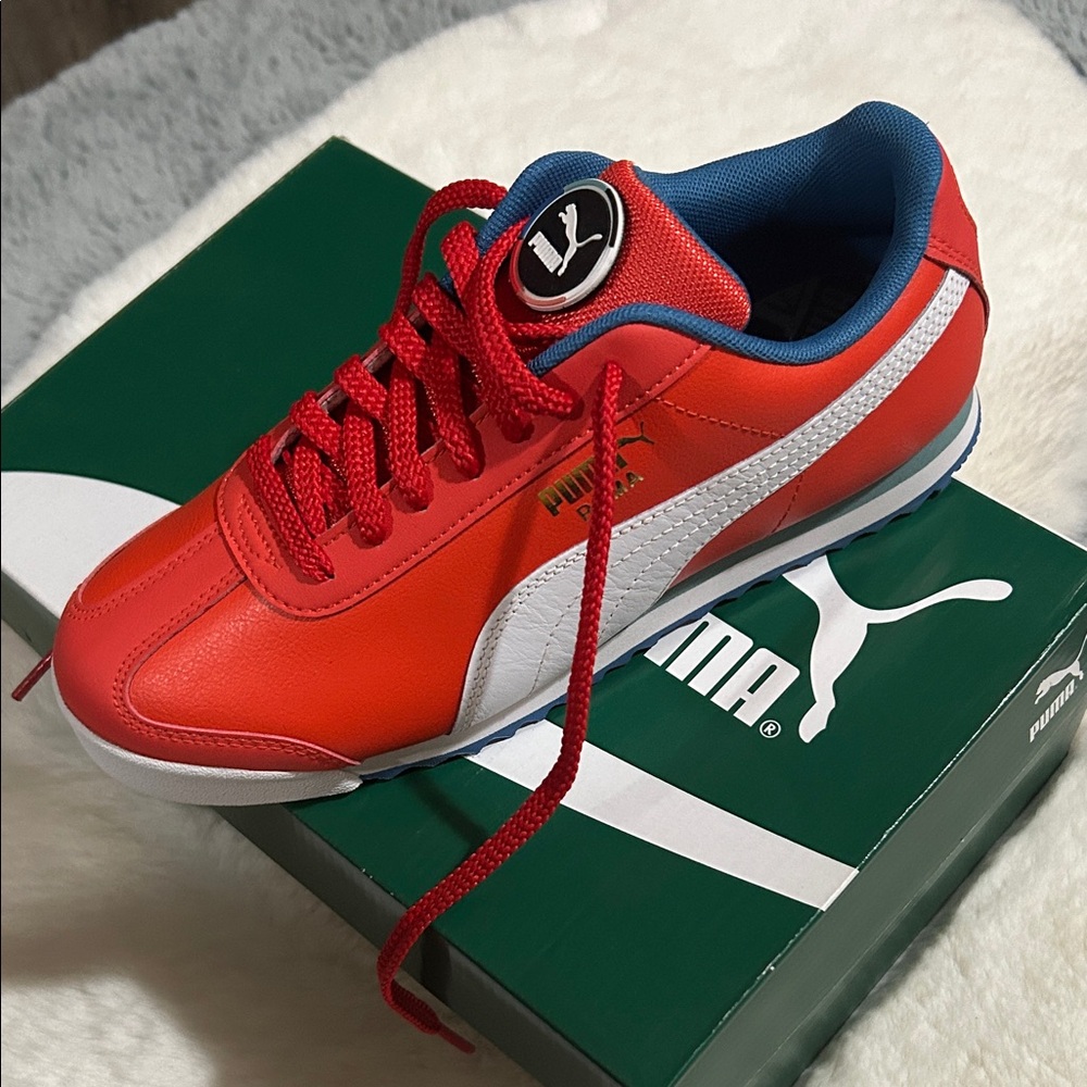 Puma Vibrant Red Orange Sneakers with White